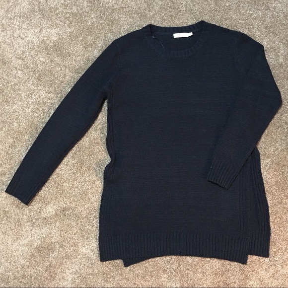 Lush navy blue sweater with side slit detail - Picture 1 of 4